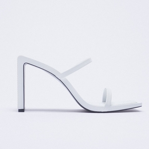 RARE Zara Minimalist Strappy Leather Heeled Sandal - Picture 9 of 16